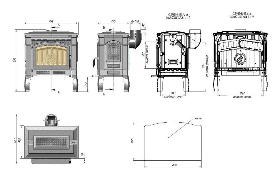 Чугунная печь камин Fireway Gunter (патина)