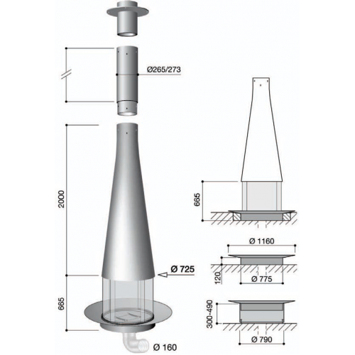 Камин дровяной Focus Filiofocus 2000 центральный, со стеклом