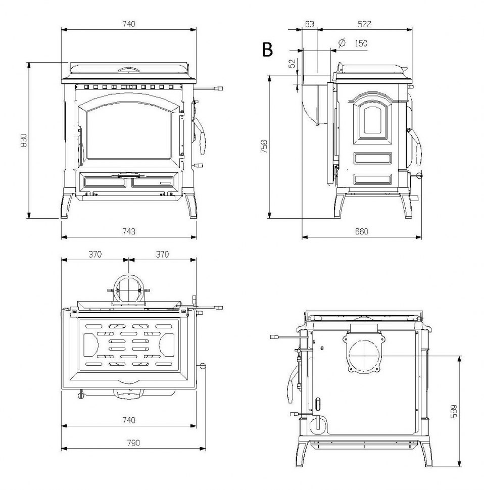 Чугунная отопительно варочная печь La Nordica Isotta con cerchi