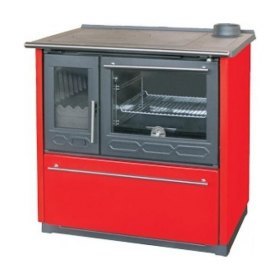 Плита PLAMEN 850 GLAS красная, труба справа (Plamen)