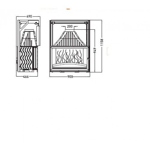 Каминная топка Invicta Grand Vision 900 lifting door (Гранд Визьон 900 контргруз)