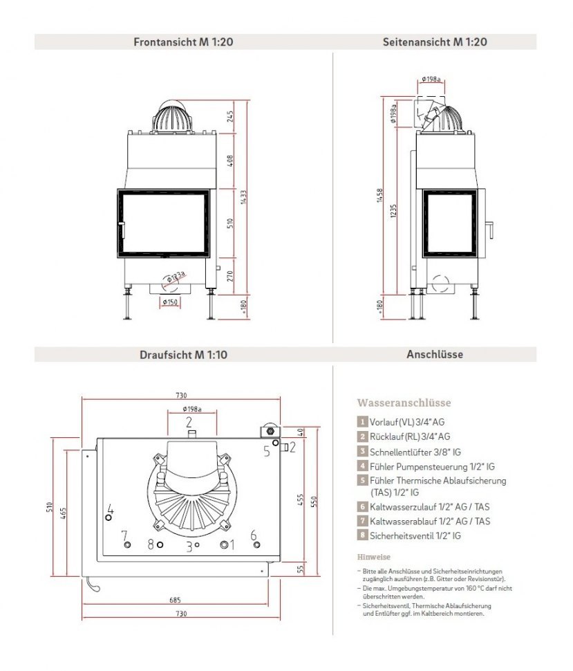 Каминная топка Schmid Ekko W L 6751 s (c перемычкой)