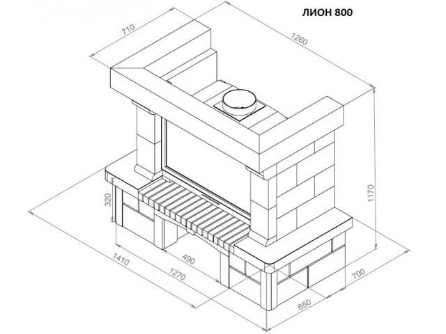 Каминная облицовка Лион 800 (пристенная)