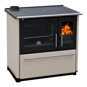 Плита PLAMEN 850 GLAS кремовая, труба слева (Plamen)