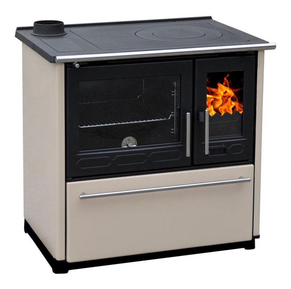 Плита PLAMEN 850 GLAS кремовая, труба слева (Plamen)