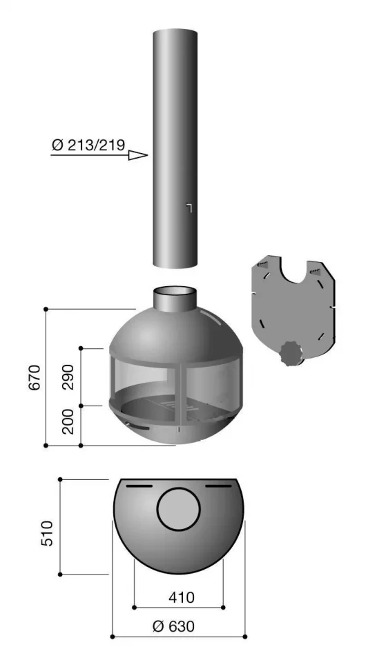 Камин дровяной Focus Edofocus 631 Верхнее подключение