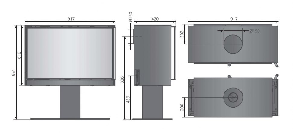 Печь камин Oranier Зива XL с колонной-основанием / Ziva XL