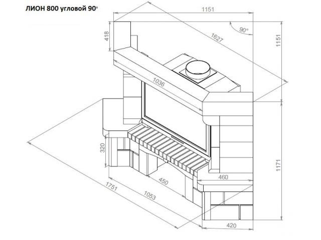 Каминная облицовка Лион 800 (угловая)