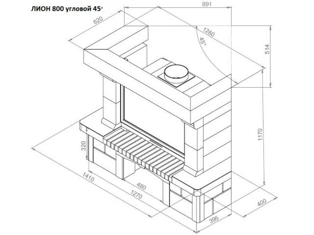 Каминная облицовка Лион 800 (угловая)
