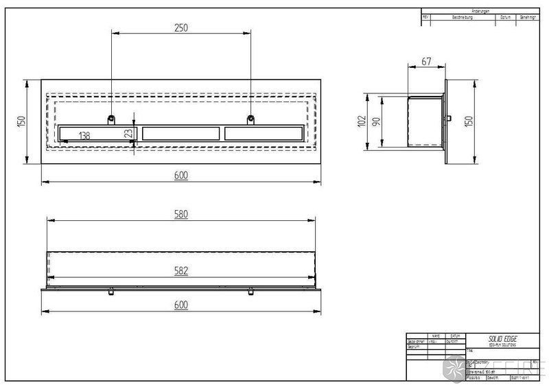 Прямоугольный контейнер ZeFire 600 с крышкой внутри