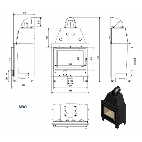Каминная топка Kratki MBO