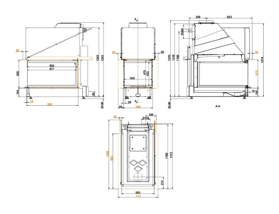 Каминная топка Brunner Panorama 51/88/50/88