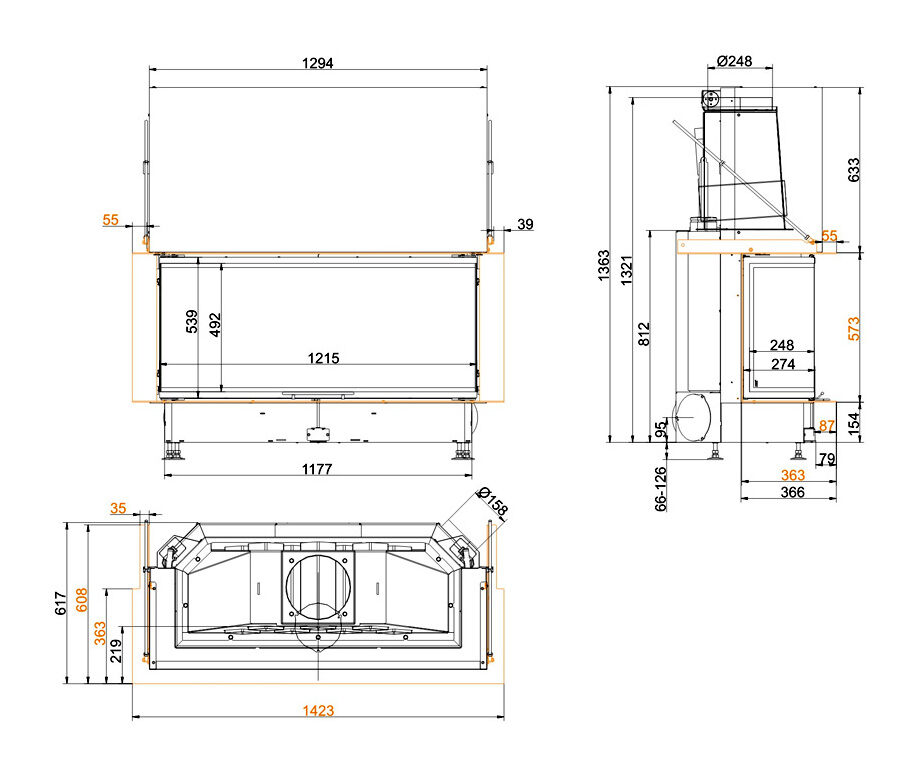 Каминная топка Brunner Panorama 57/25/121/25