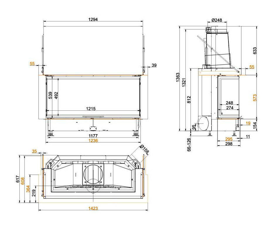 Каминная топка Brunner Panorama 57/25/121/25