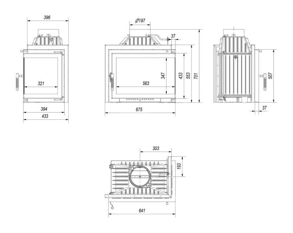 Каминная топка Kratki Simple M/S P/BS