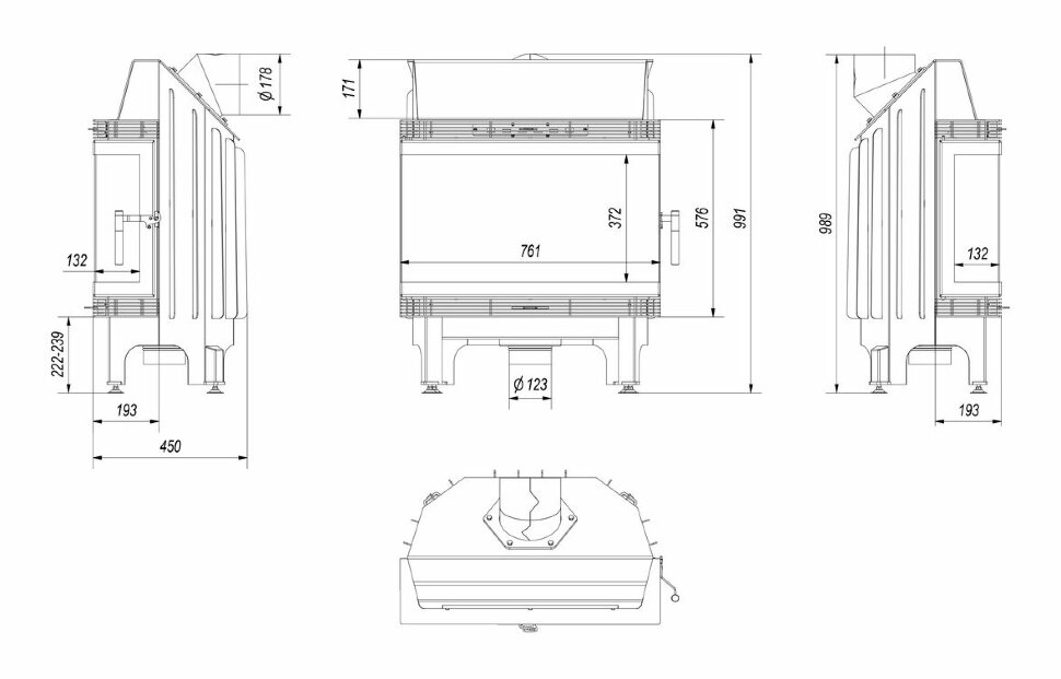 Каминная топка Kratki Blanka 670/570 LP/BS