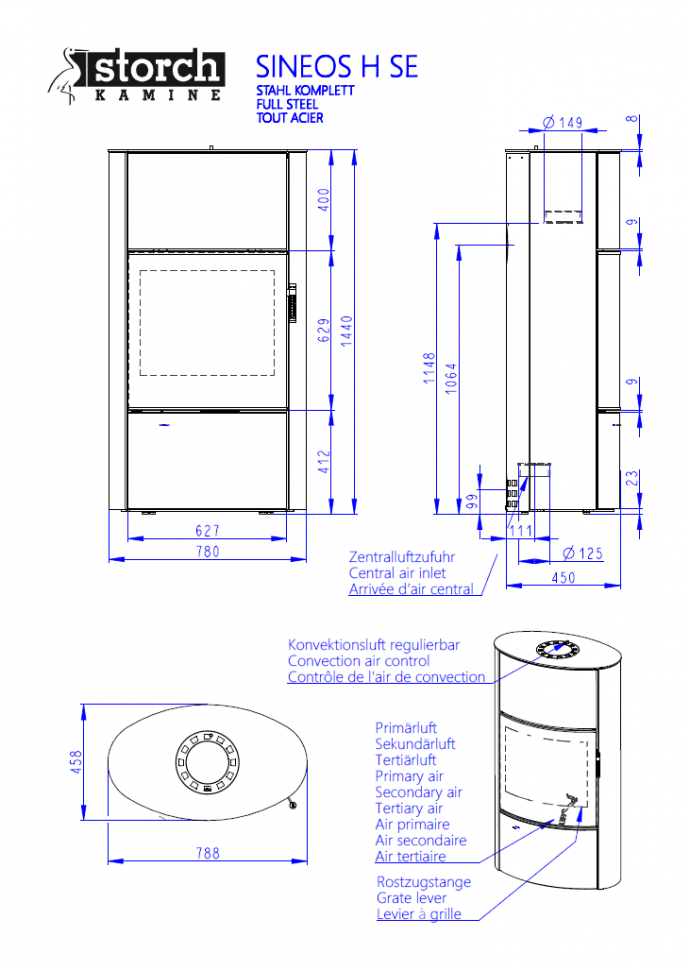Печь-камин Storch SINEOS H SE металл