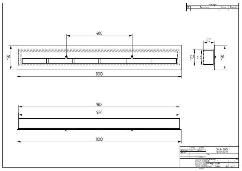 Прямоугольный контейнер ZeFire 1000 с крышкой внутри