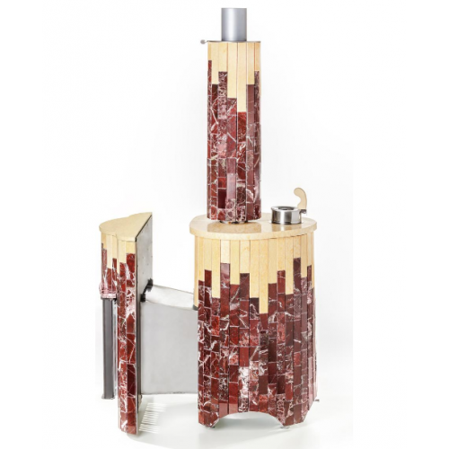 Дровяная печь для бани Ферингер Ламель Оптима Каменный цветок мрамор Россо Леванте мрамор Россо Сильвия