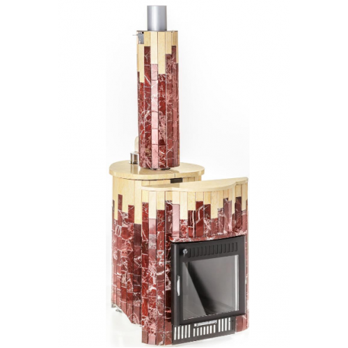 Дровяная печь для бани Ферингер Ламель Оптима Каменный цветок мрамор Россо Леванте мрамор Россо Сильвия