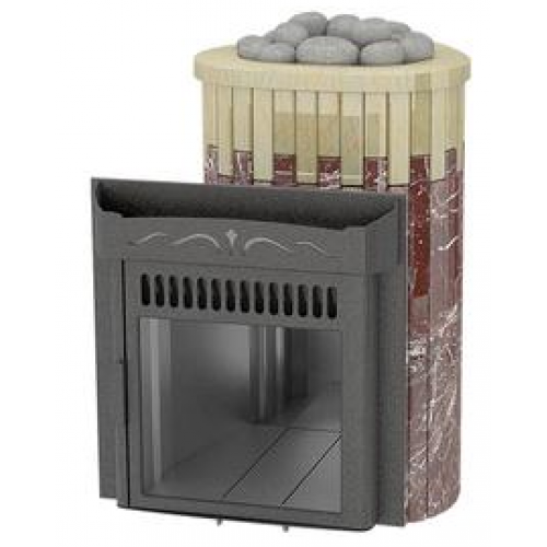 Дровяная печь для бани Ферингер Ламель Оптима Каменный цветок мрамор Россо Леванте мрамор Россо Сильвия
