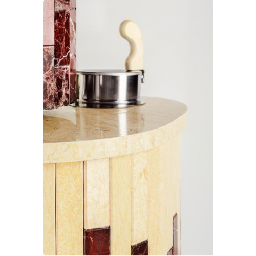 Дровяная печь для бани Ферингер Ламель Оптима Каменный цветок мрамор Россо Леванте мрамор Россо Сильвия