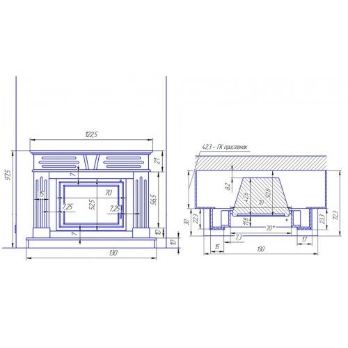 Мраморный портал FireBird Каспий (для топки Eryk 700)