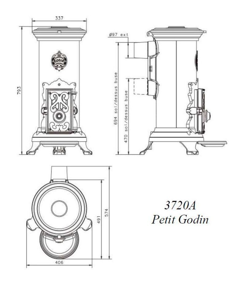 Чугунная печь камин Petit Godin 3720-А