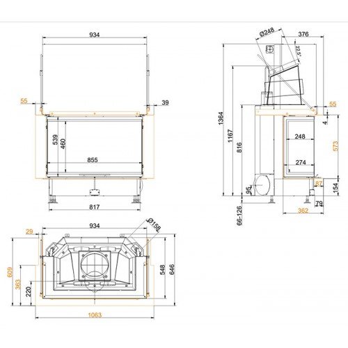 Каминная топка Brunner Panorama 57/25/85/25