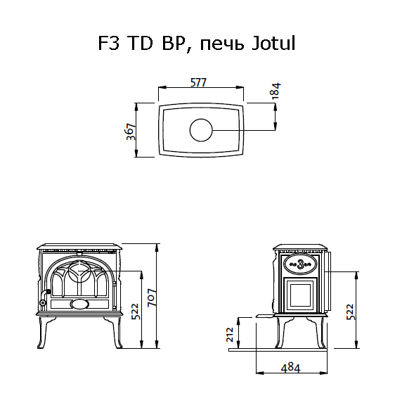 Чугунная печь камин Jotul F 3 TD BP