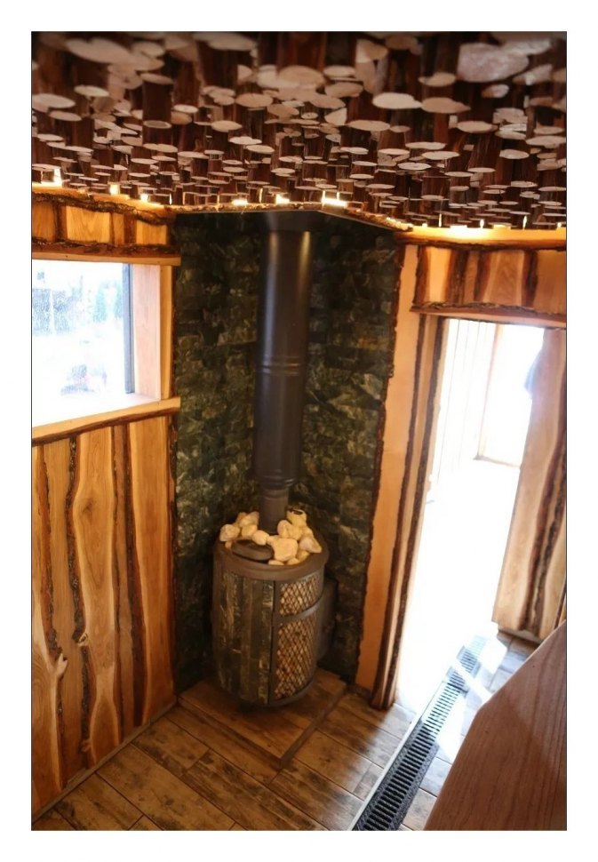 Банная печь Атмосфера L комбинированная сетка Ламель Змеевик наборный