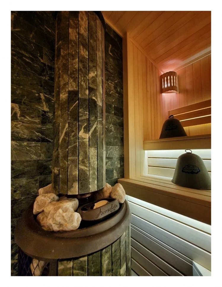 Банная печь Атмосфера L комбинированная сетка Ламель Змеевик наборный