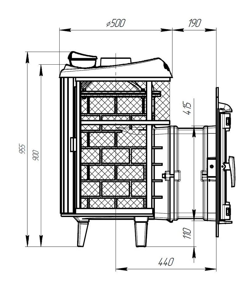 Банная печь Атмосфера L комбинированная сетка Ламель Змеевик наборный