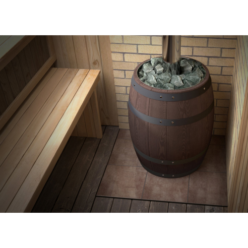 Дровяная печь для бани TMF Вариата Inox Витра Баррель палисандр