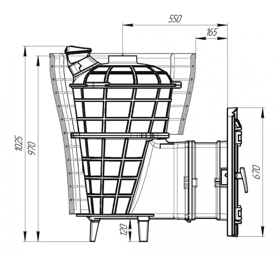 Банная печь Атмосфера V с сеткой для камней из нержавеющей стали