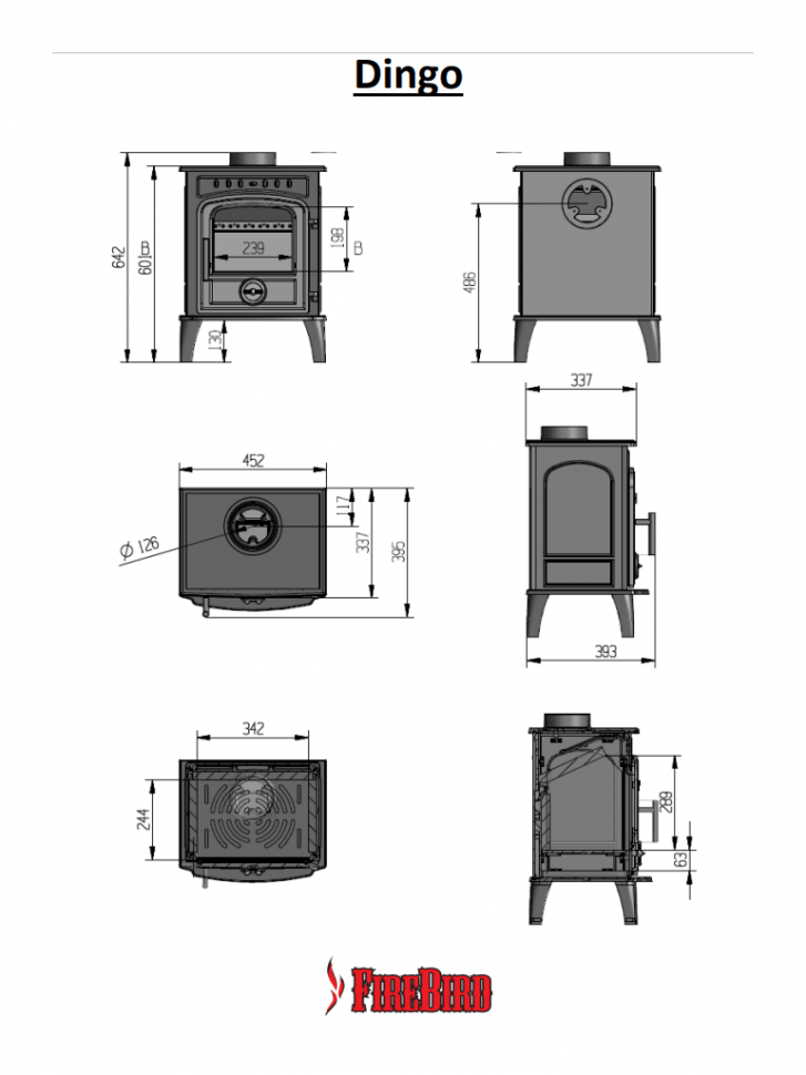 Чугунная печь камин Firebird Dingo 5 кВт