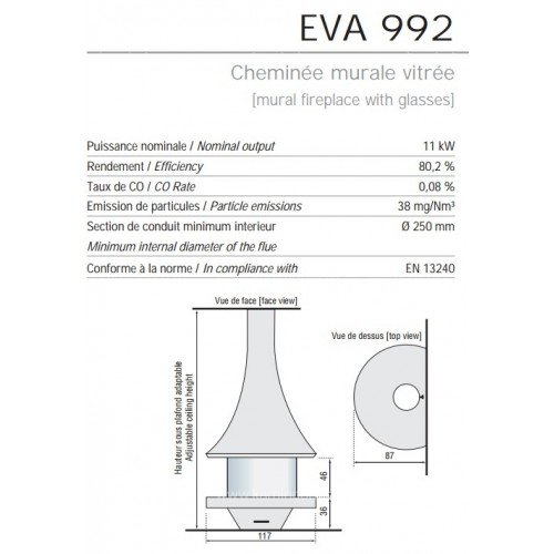 Камин JC Bordelet Eva 992 centrale (центральный открытый)