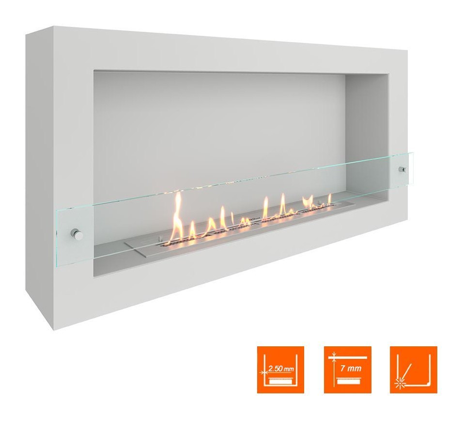 Биокамин SteelHeat WALL ONE 1100 белый (Стекло)