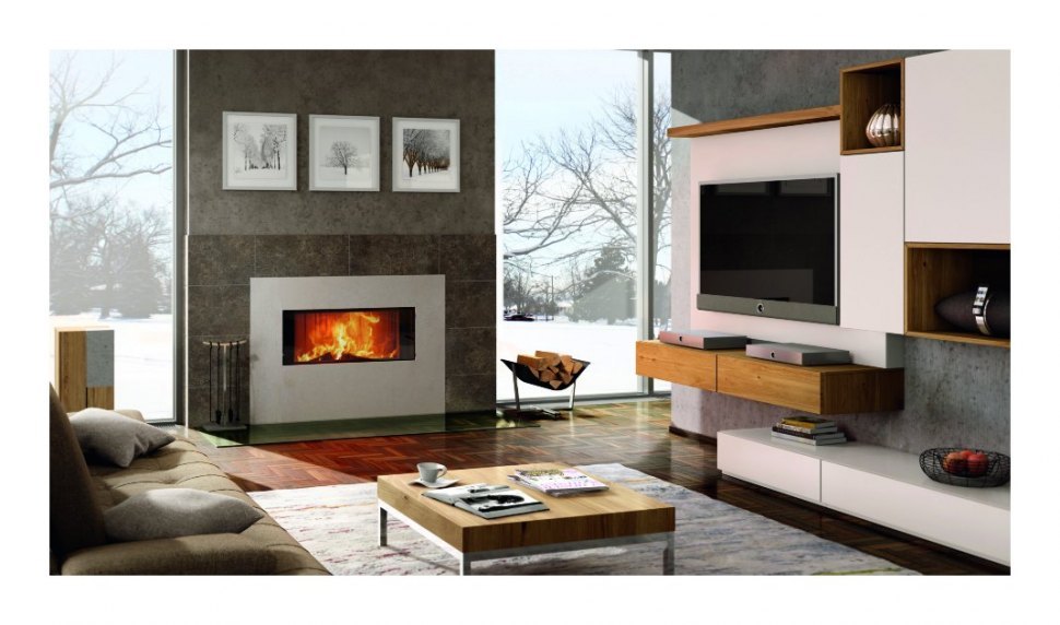 Каминная топка Spartherm Premium V-ASh с бетонной рамой + SESAM