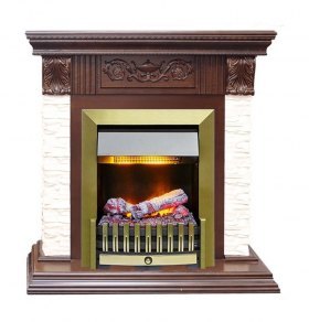 Каминокомплект Luxemburg (каменный) - Сланец/Темный дуб с очагом Danville Antique Brass FB2