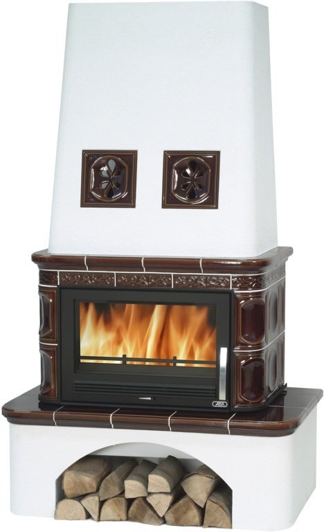 Кафельная печь-камин ABX Laponie KI (вставка Стальная) с допуском воздуха