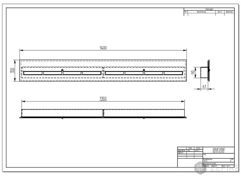 Прямоугольный контейнер ZeFire 1400 с крышкой внутри