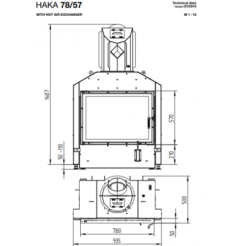 Каминная топка Hoxter Haka 78/57 Стальной теплообменник 45°