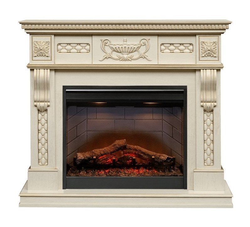 Каминокомплект Corsica - Слоновая кость с патиной с очагом Symphony 26'' DF2608-INT