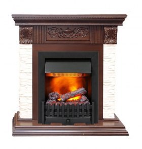 Каминокомплект Luxemburg (каменный) - Сланец/Темный дуб с очагом Danville Black FB2