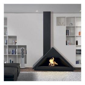 Камин MADRID FRONTAL, вертикальная труба слева, чёрный (Traforart)