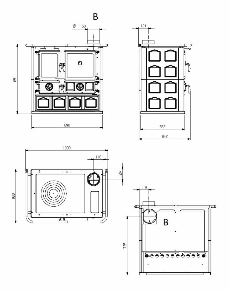 Чугунная отопительно варочная печь La Nordica Rosa Maiolica (майолика)