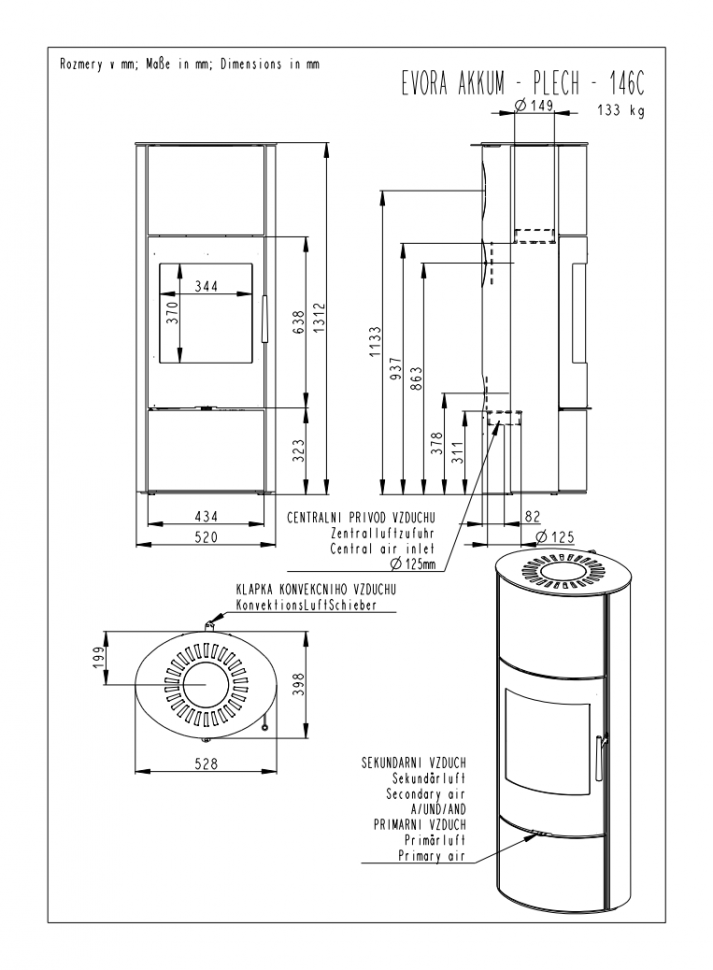 Печь-камин Romotop Evora Akum металл