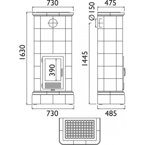 Кафельная печь-камин ABX Kaledonie K (с водным контуром)