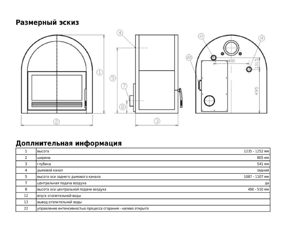 Печь-камин ABX Grunt (с водным контуром)